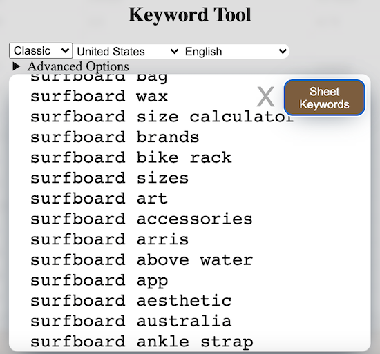 keywordsheeter