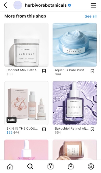 instagram shopping catalog herbivorebotanicals