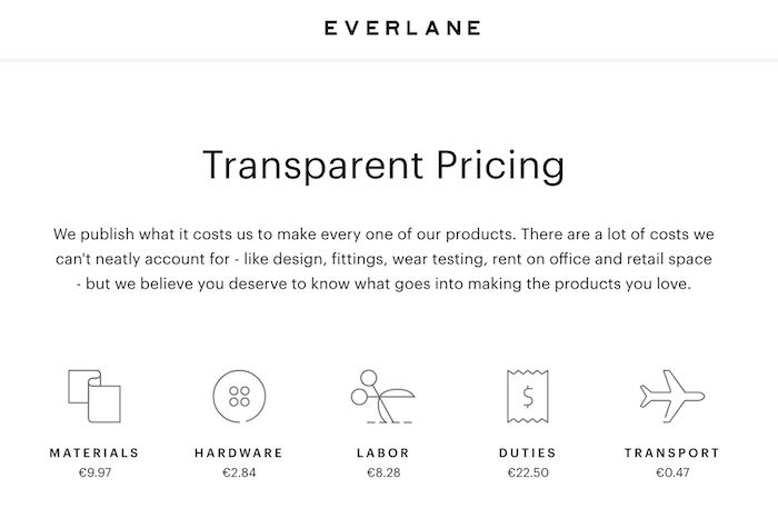 everlane transparent pricing