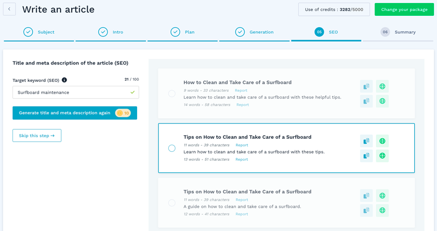 article title and meta description
