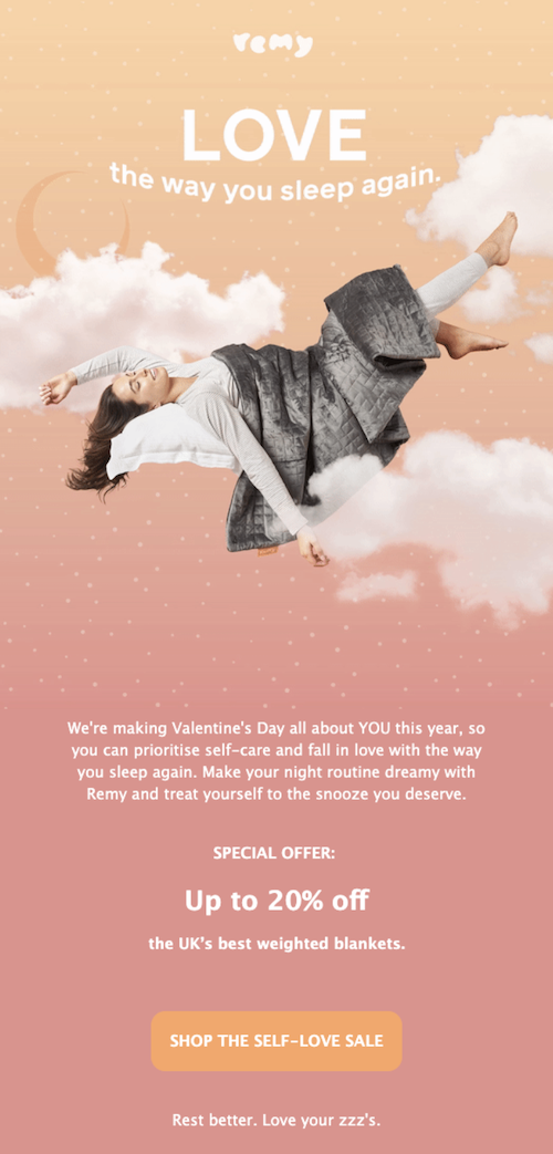 remy sleep valentines day email