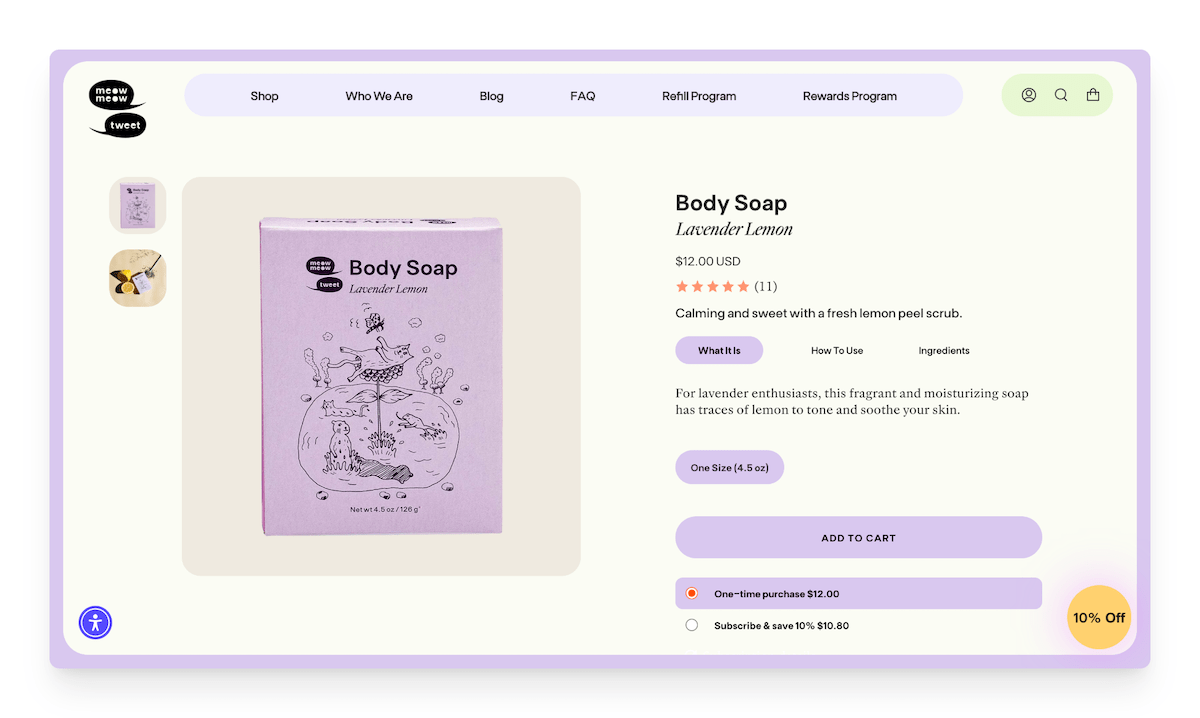 meow meow tweet lavender lemon body soap
