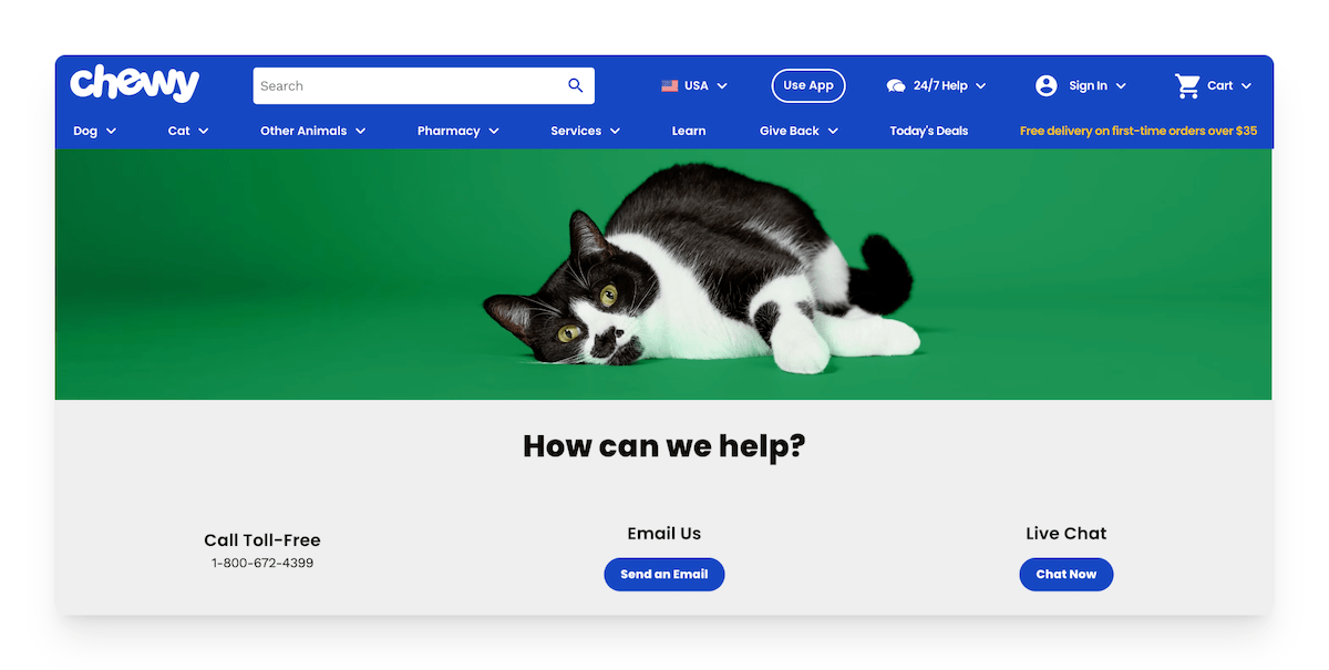 chewy customer service options