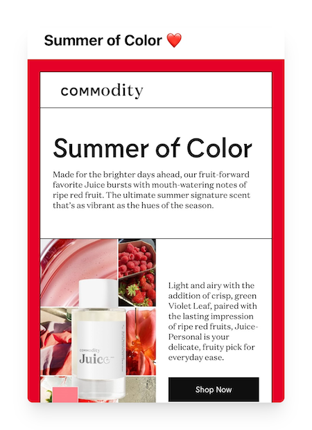 summer of color email from commodity