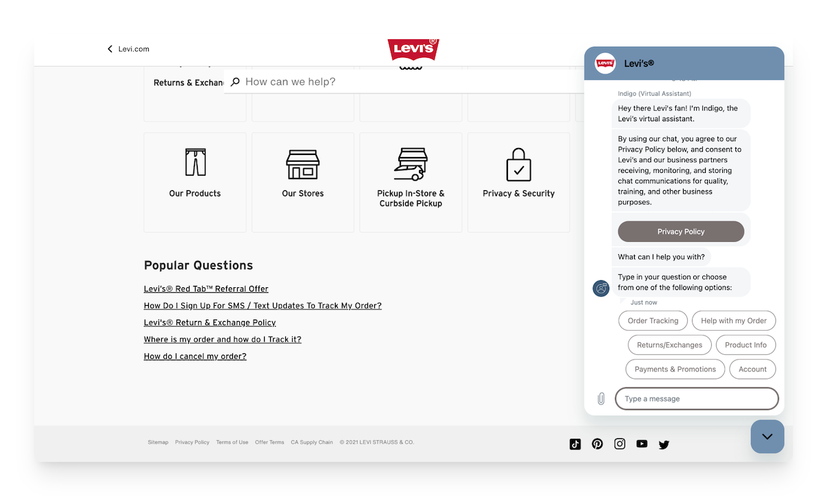 levis virtual assistant