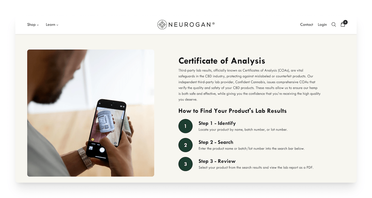neurogan certificate of analysis