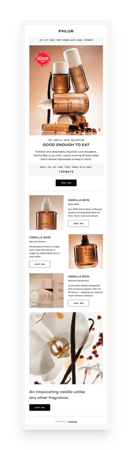 phlur email newsletter