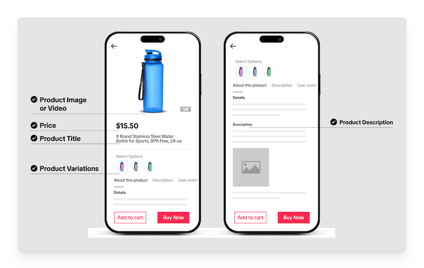 product listing example on tiktok shop