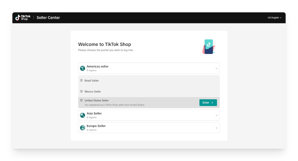 choose region for tiktok shop in seller center