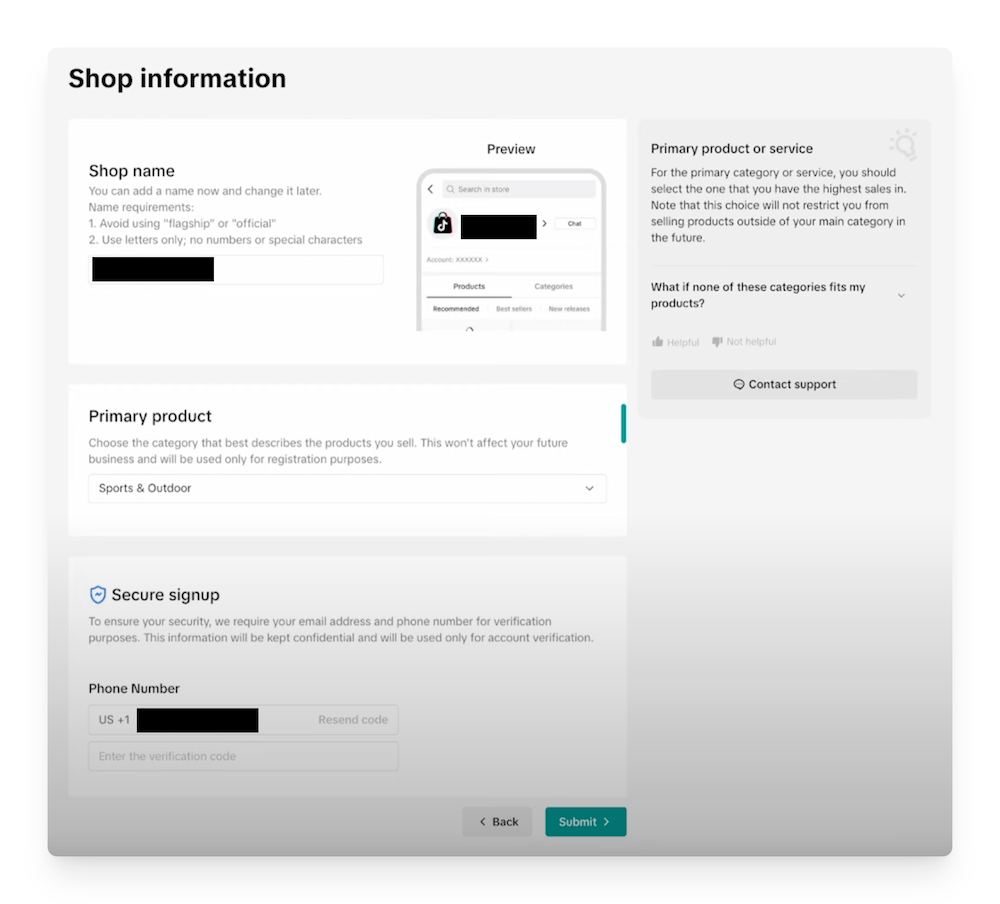 add shop information for tiktok shop