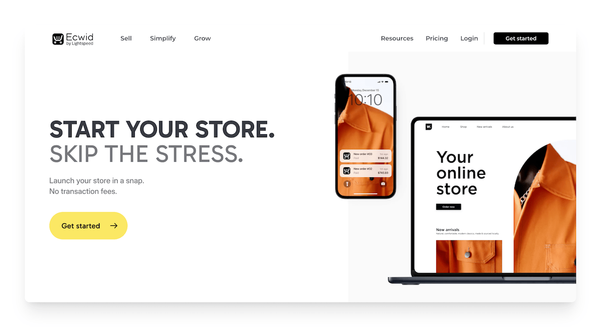 ecwid ecommerce website builder