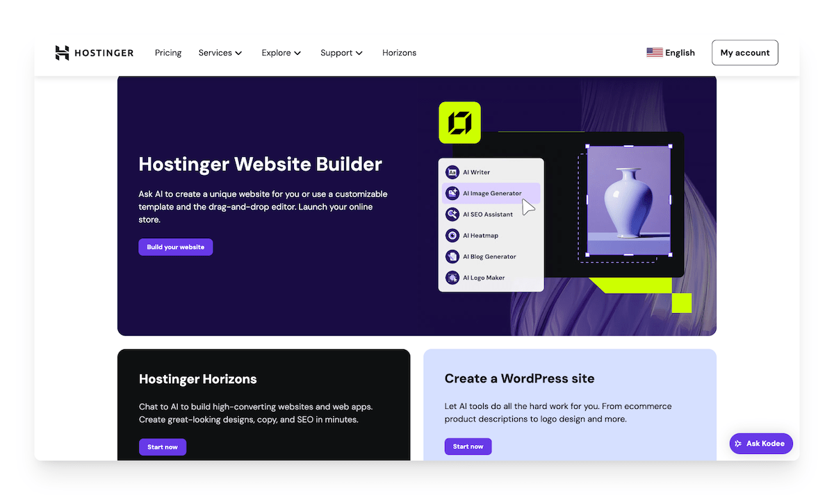 hostinger ecommerce website builder