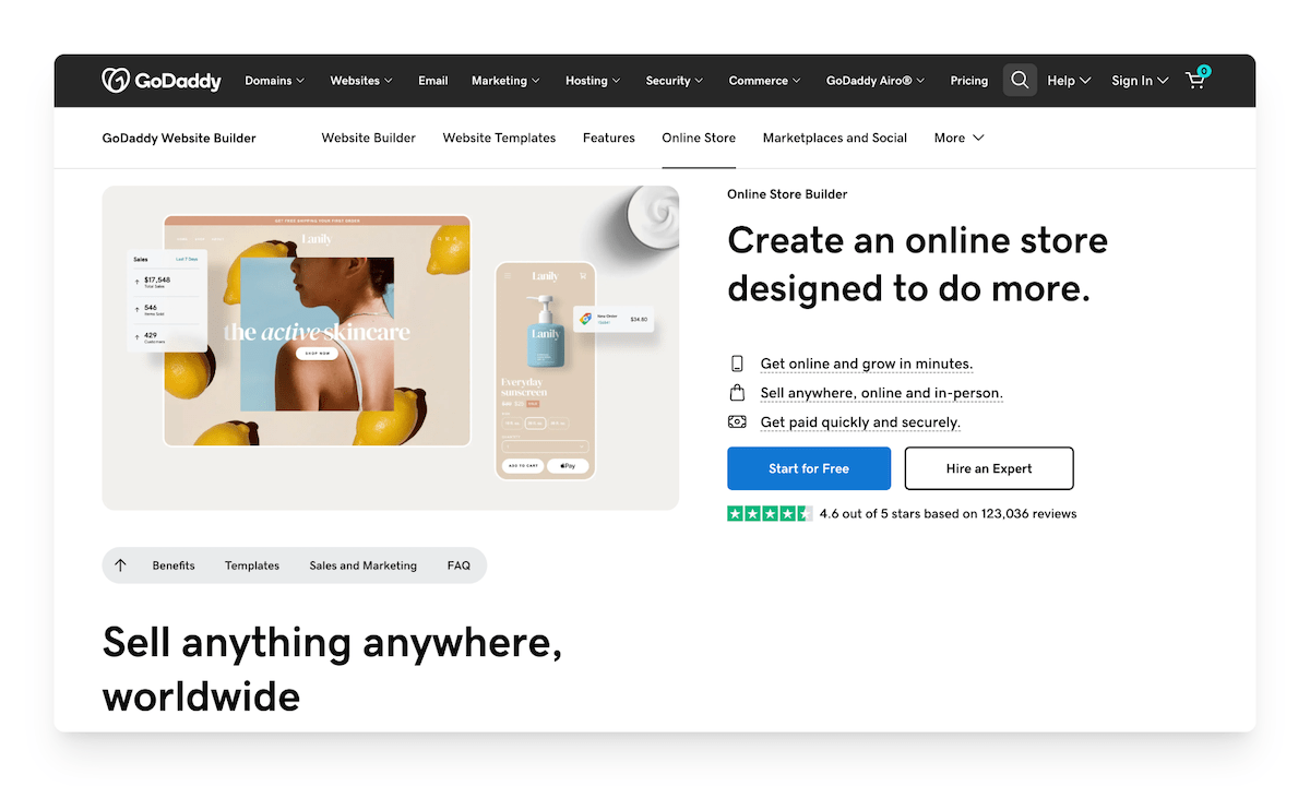 godaddy ecommerce website builder
