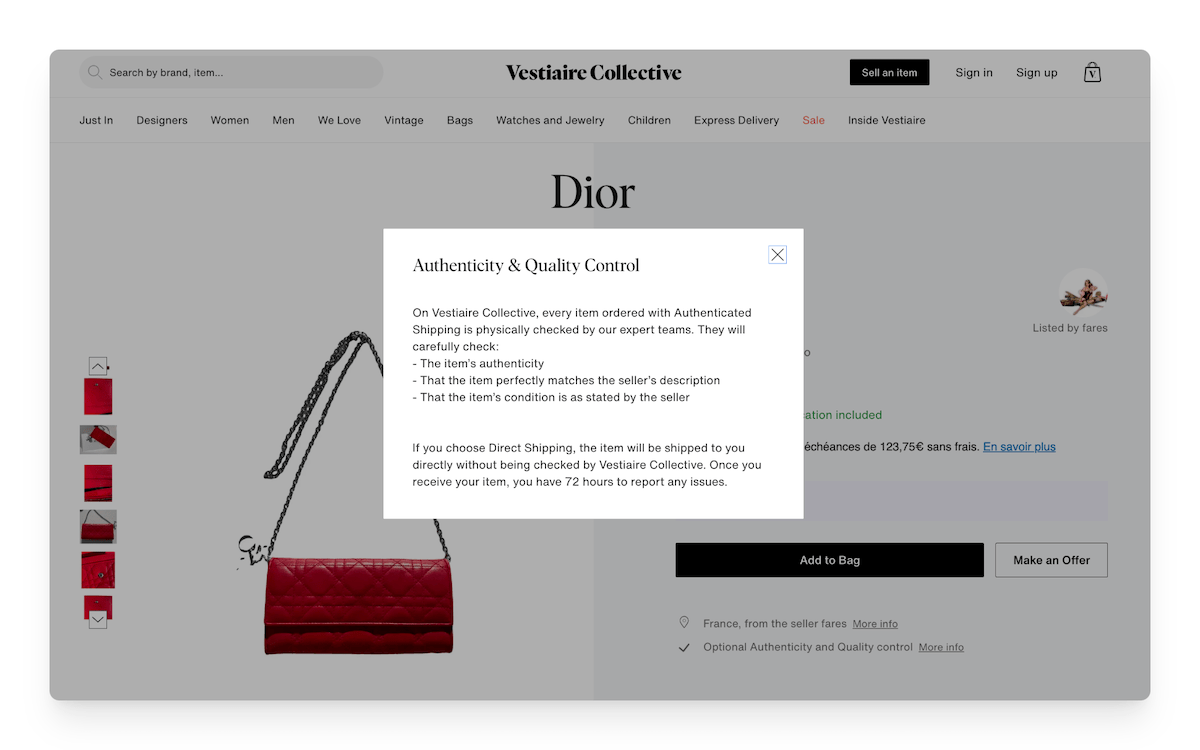 vestiaire collective authenticity and quality control