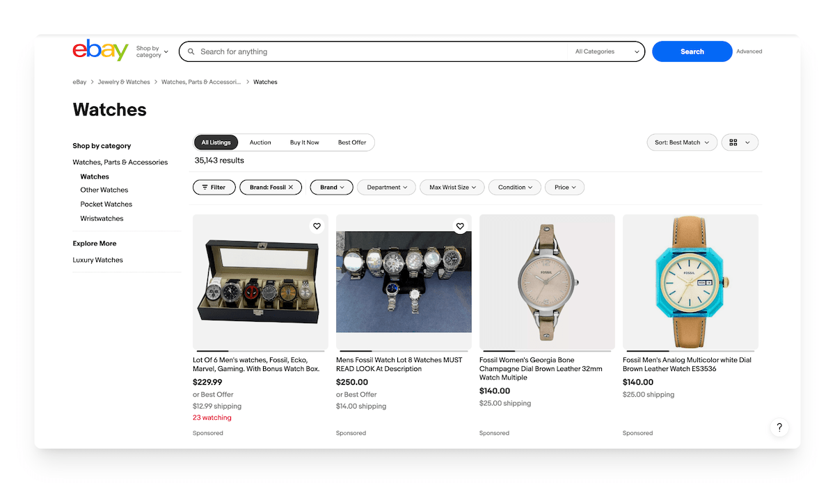 ebay fossil watches