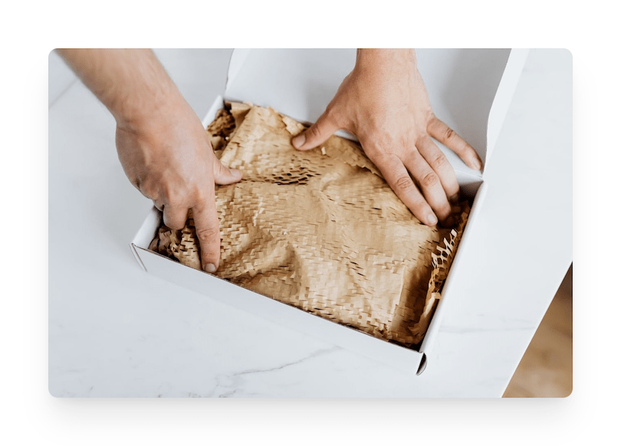 person preparing package