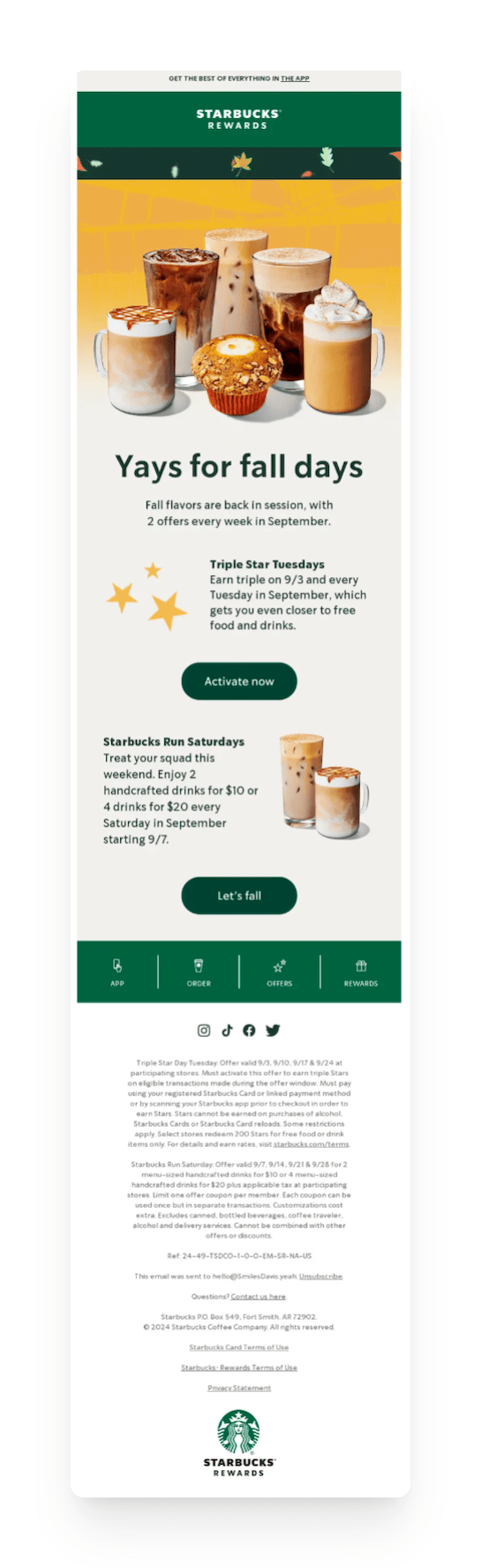 starbucks extra rewards in september