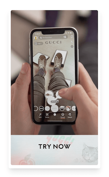 gucci shoe try on ar tool on snapchat