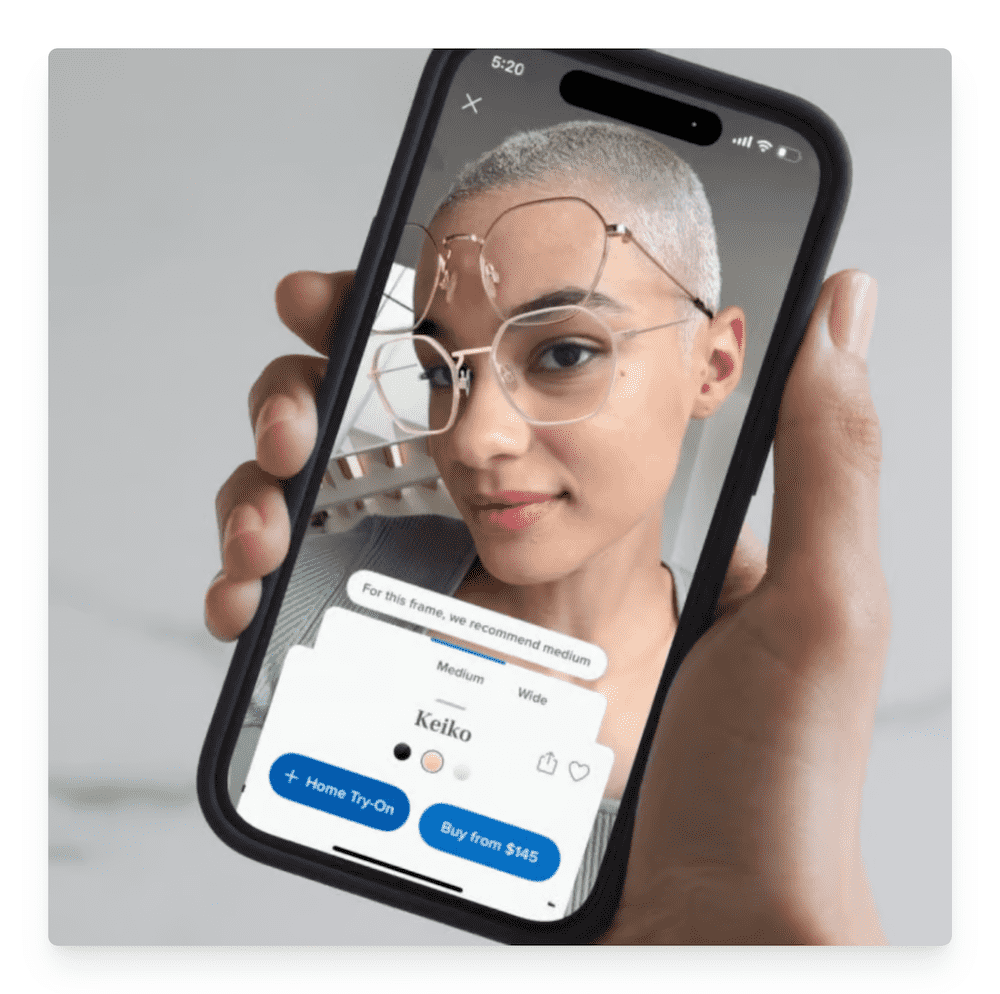 warby parker augmented reality in app