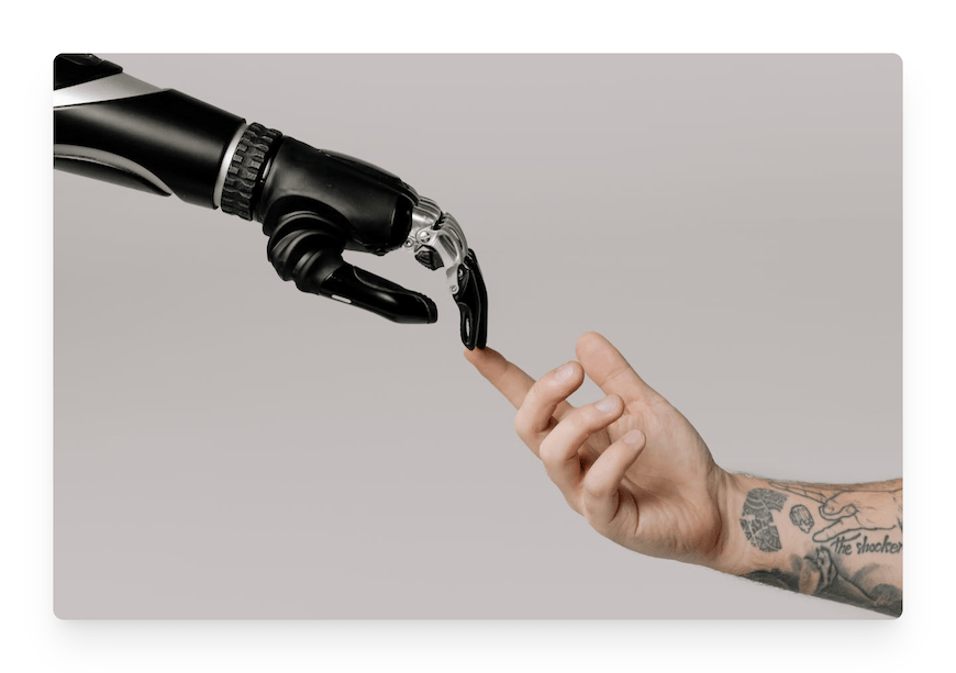 robot and human touching fingers