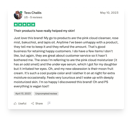 customer review herbivore botanicals trustpilot