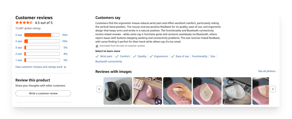 ergonomic mouse product reviews on amazon