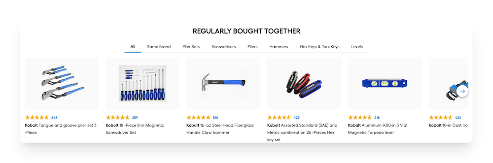 products regularly bought together on lowe's website