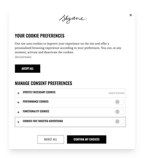 sezane cookie preferences