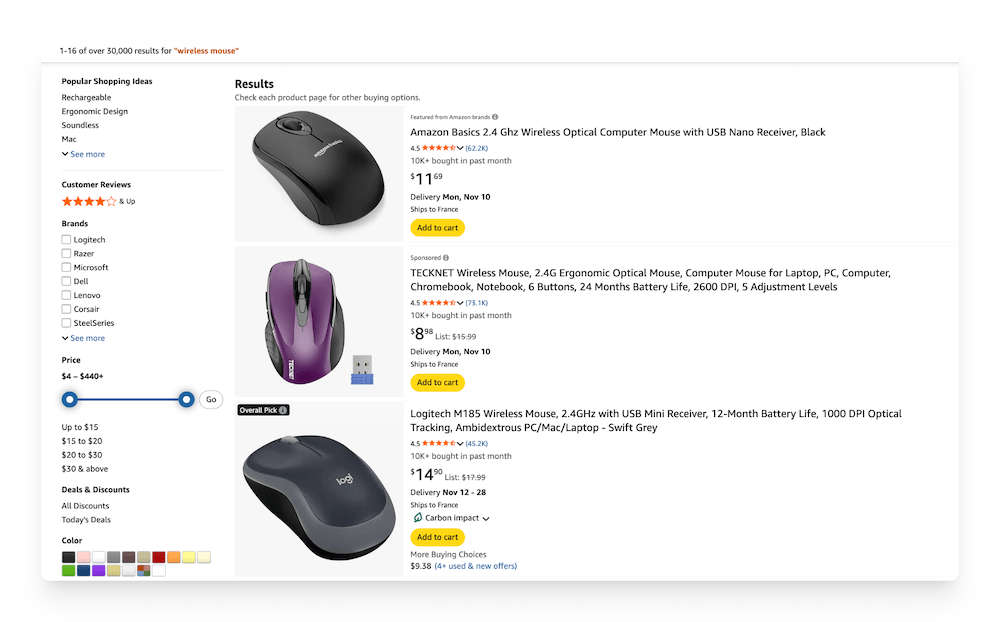 wireless mice for sale on Amazon