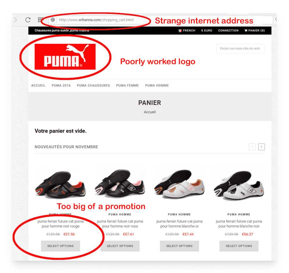 fake Puma website