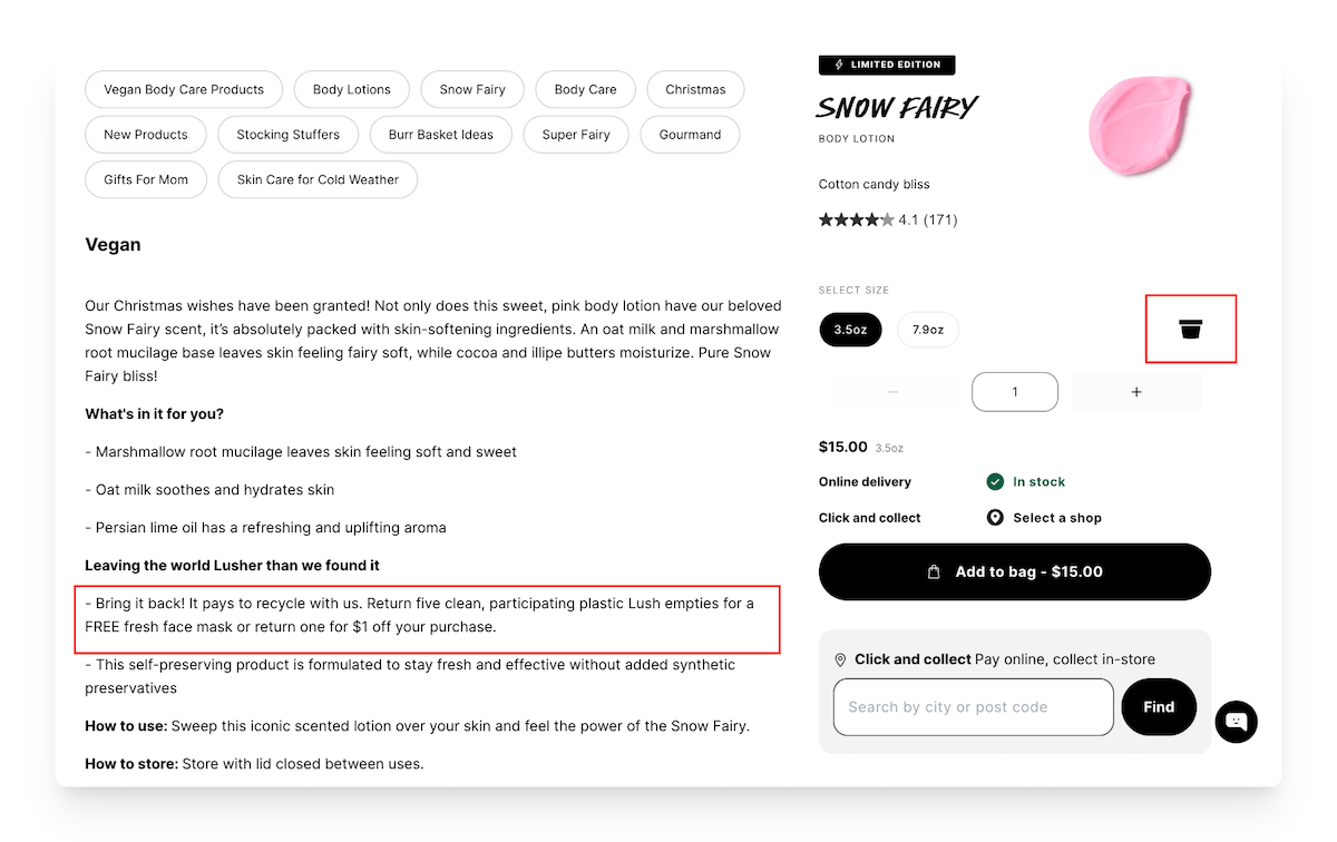 recyclable packaging by LUSH