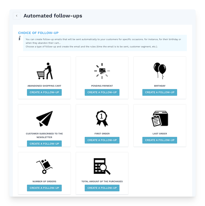 automated email follow ups on WiziShop