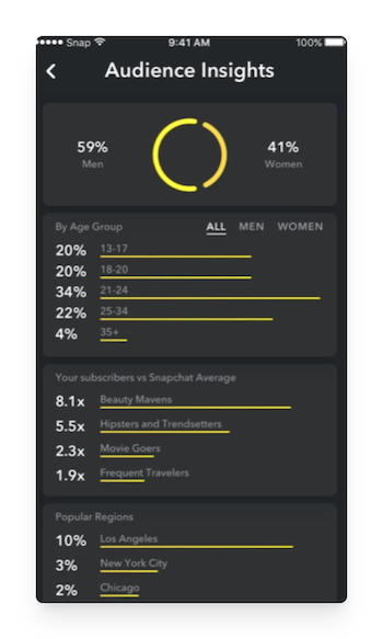 audience insights in Snapchat analytics