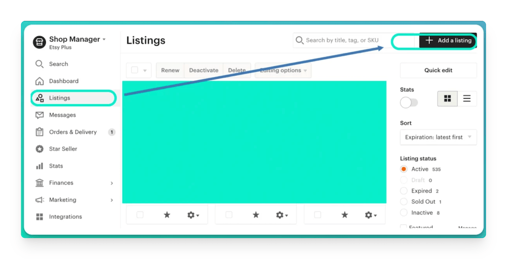 adding a listing on Etsy