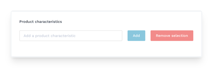 product characteristics on WiziShop dashboard