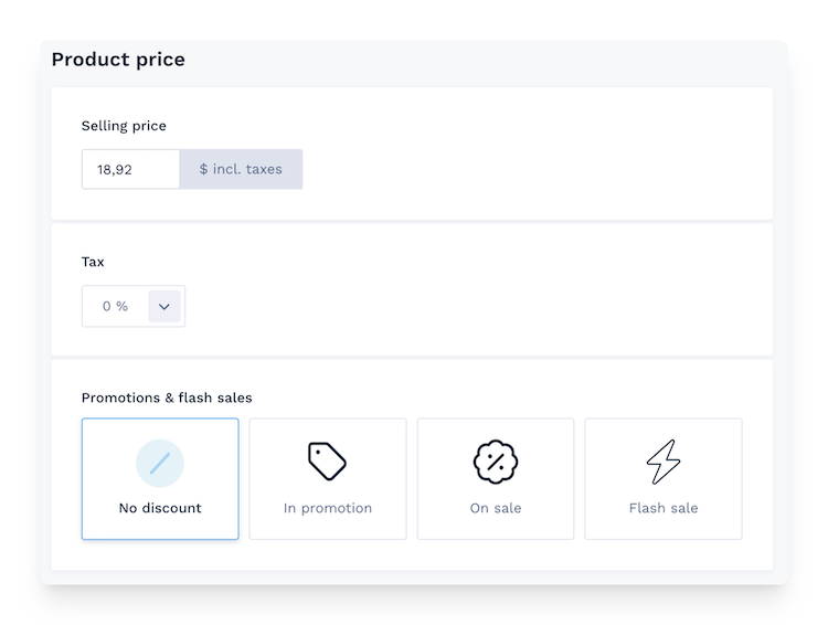 product price in WiziShop admin area