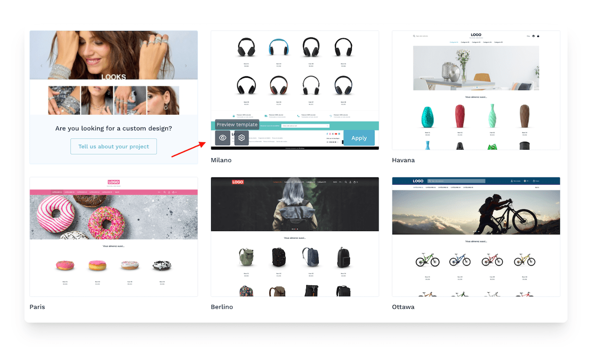 ready to use templates on WiziShop