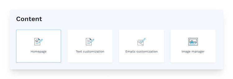 content editing for homepage in WiziShop admin