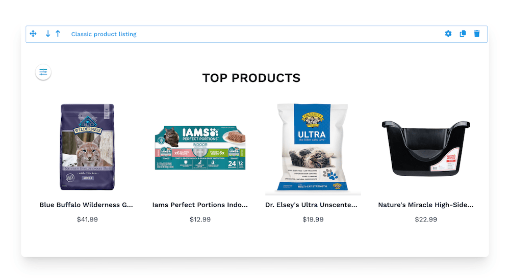 example of a classic product listing WiziBlock