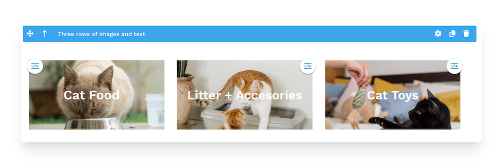 example of three rows of images and text WiziBlock