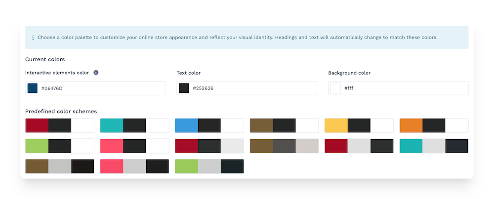 choosing your color palette on WiziShop