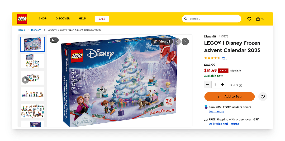 Disney Frozen Advent Calendar by LEGO