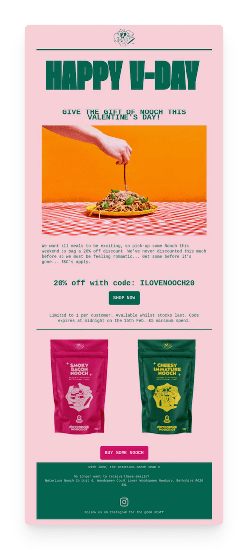 Valentine's Day email from Nooch
