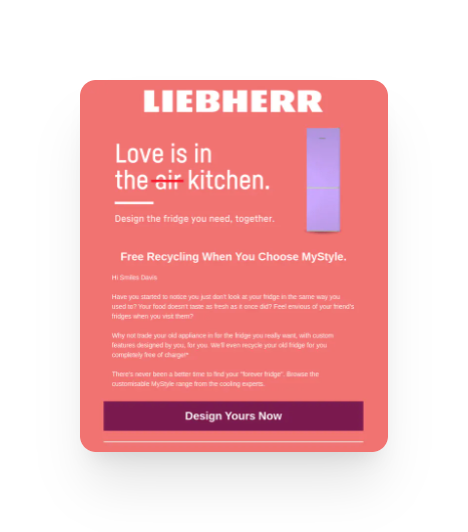 Valentine's Day email from Liebherr
