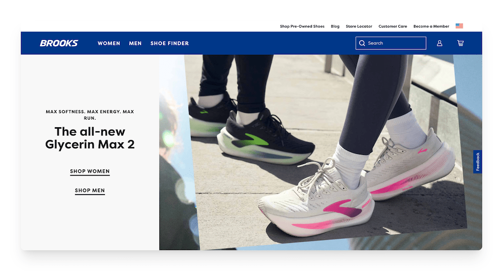 the Brooks website on a desktop device