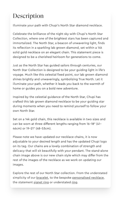 product description by Chupi