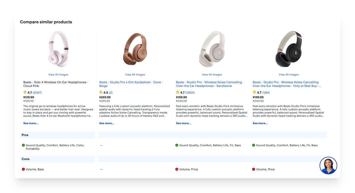 product comparisons on Best Buy