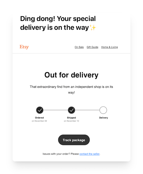 order tracking on Etsy