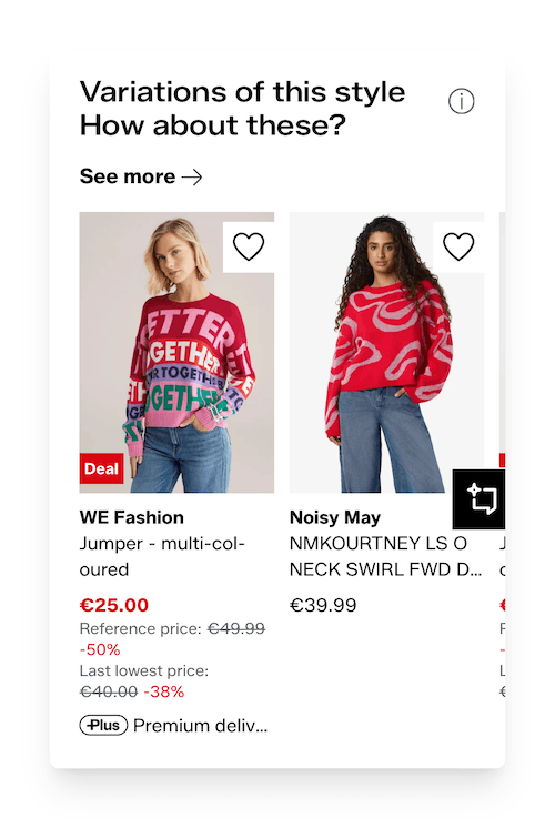 personalized recommendations on Zalando site