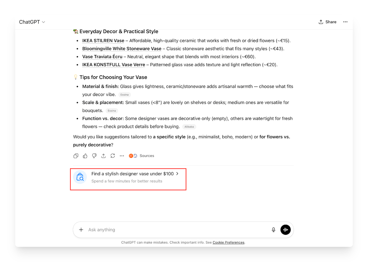 ChatGPT agentic commerce